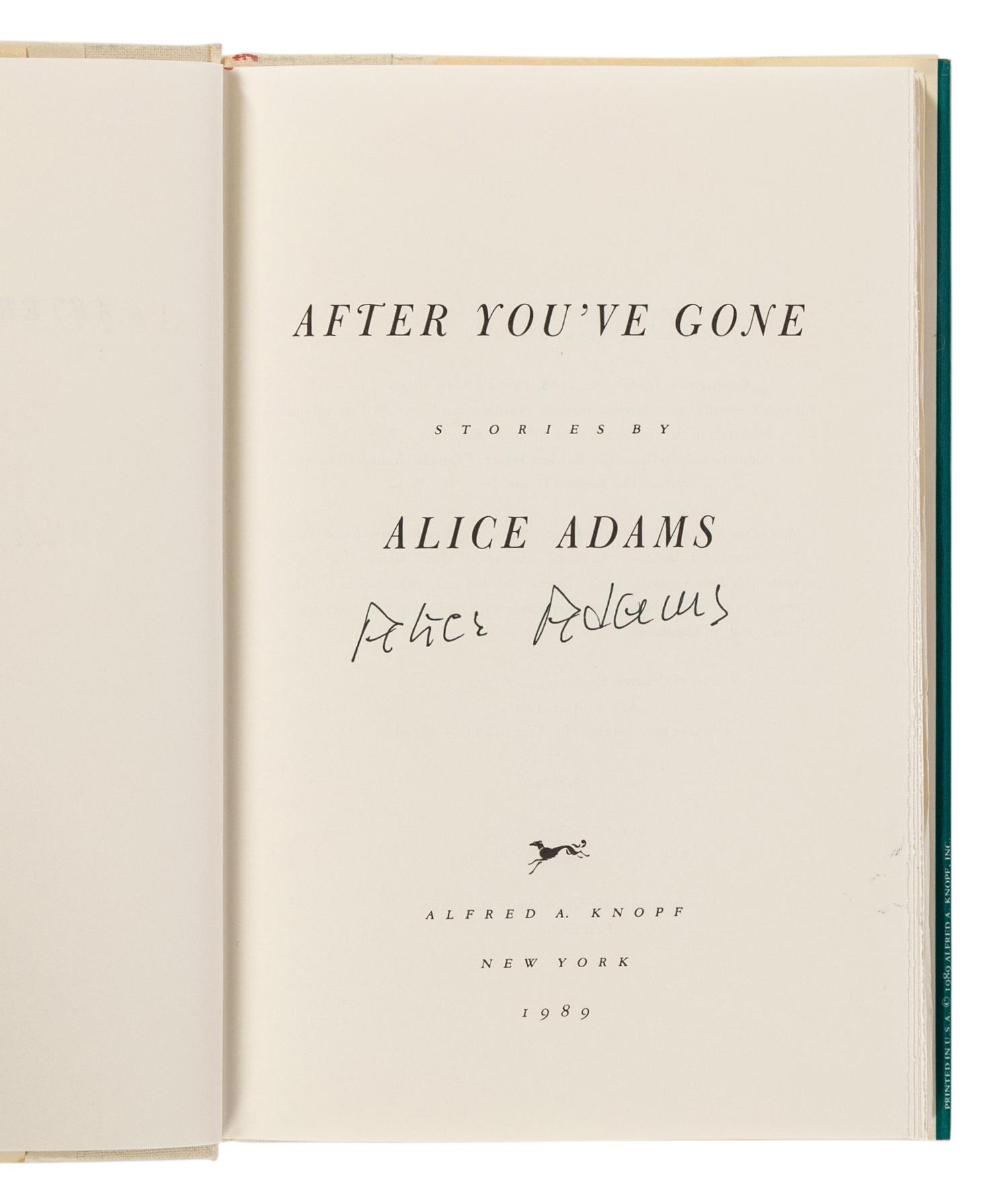 ADAMS, Alice (1926-1999). A group of 4 works by Adams, MOST FIRST EDITION, ALL SIGNED, comprising: