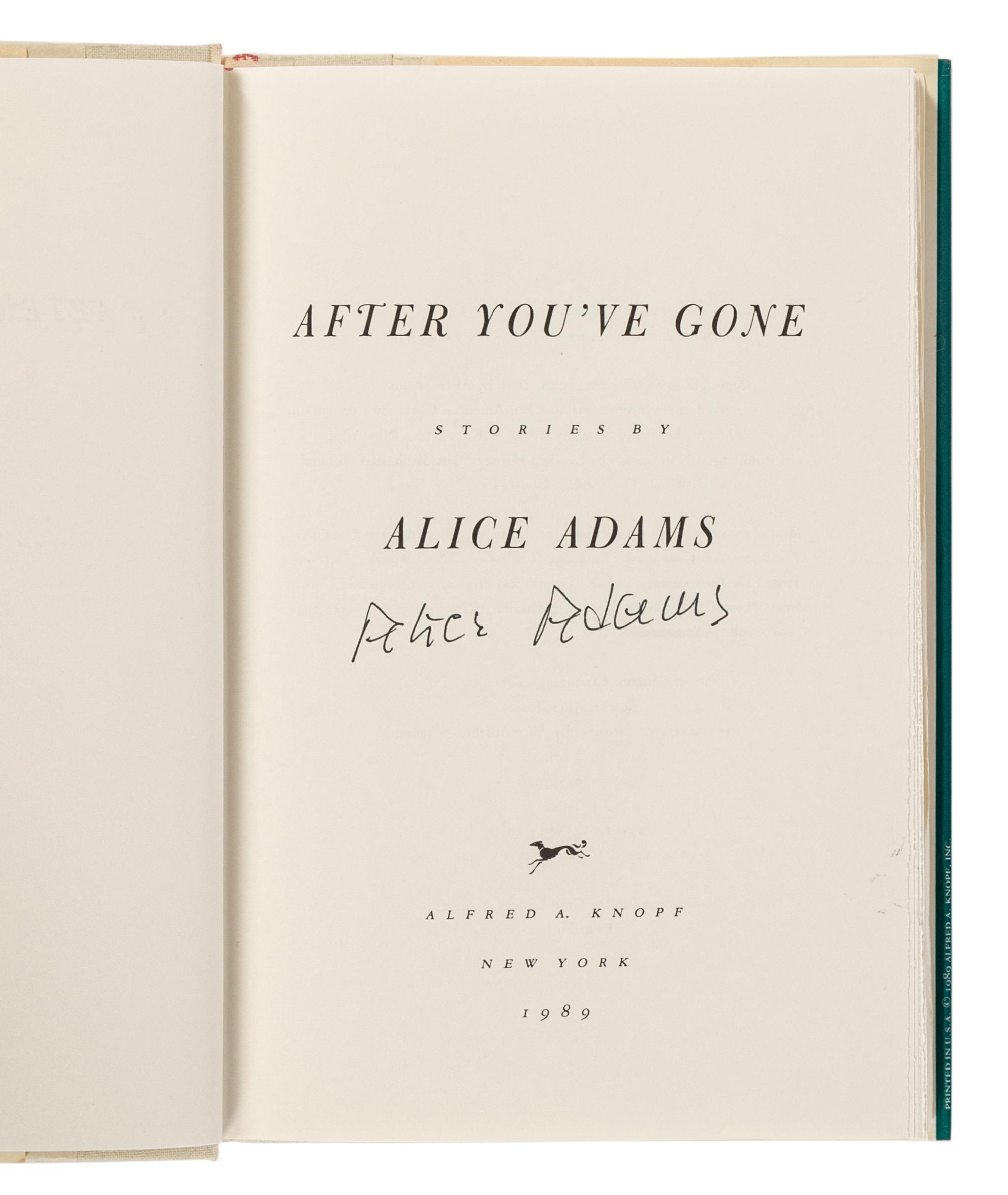ADAMS, Alice (1926-1999). A group of 4 works by Adams, MOST FIRST EDITION, ALL SIGNED, comprising: