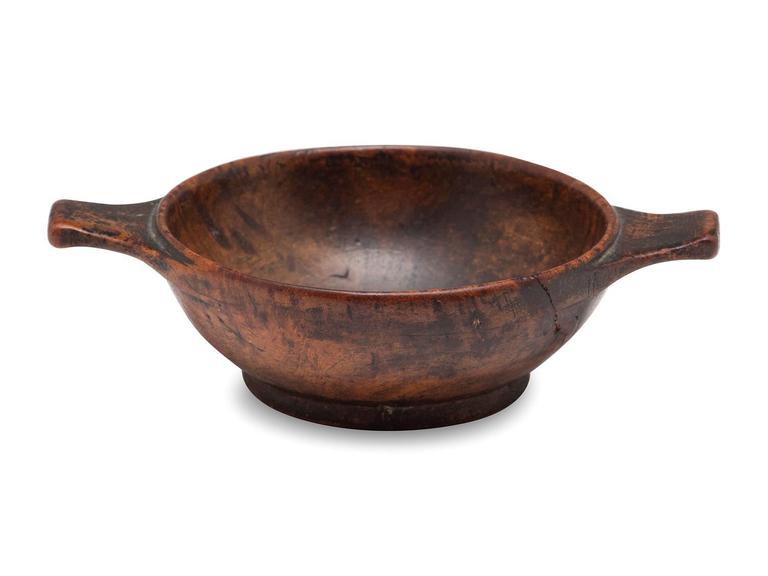 A Miniature Handled Burlwood Dough Bowl, 19th Century