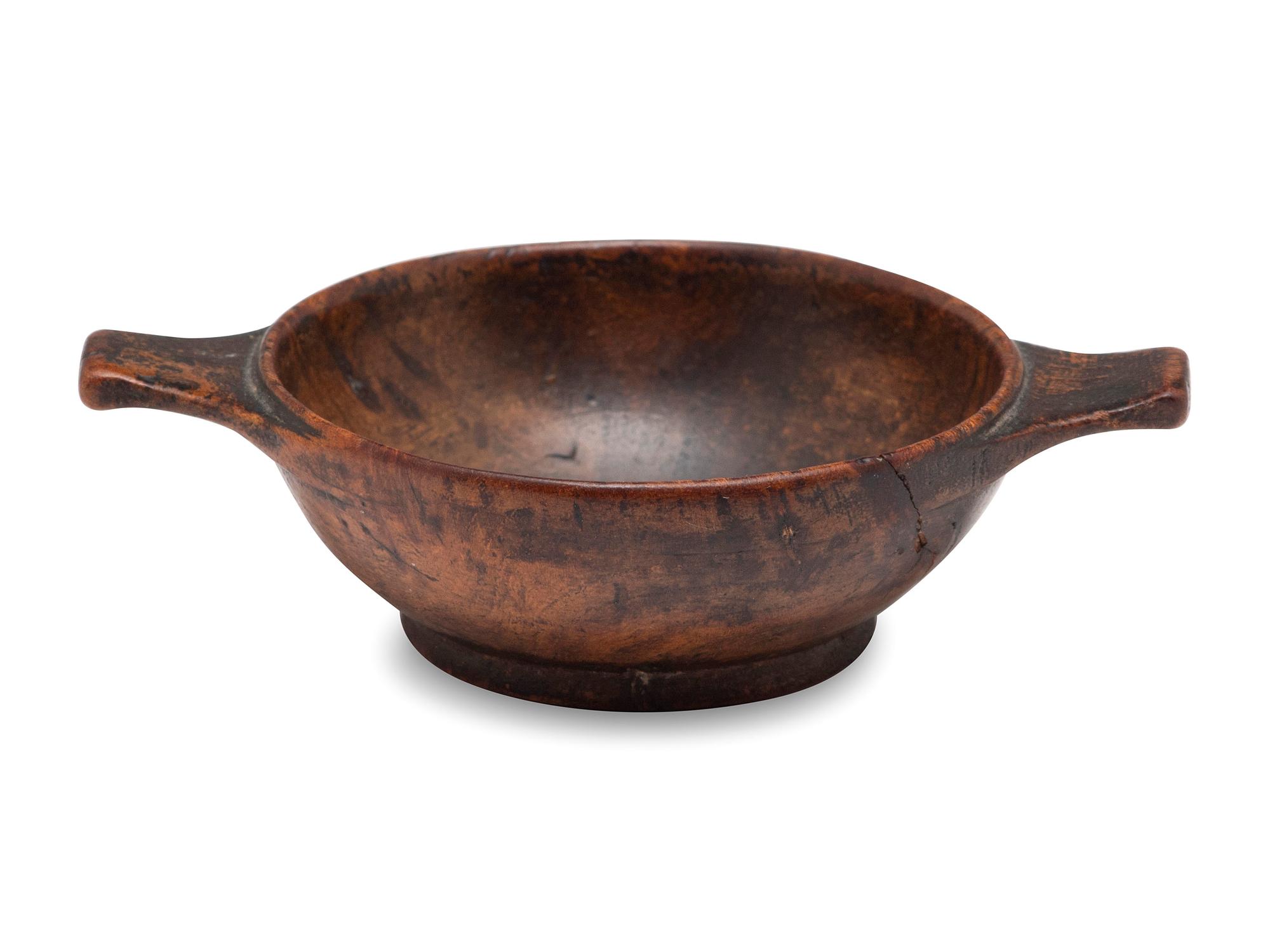 A Miniature Handled Burlwood Dough Bowl, 19th Century