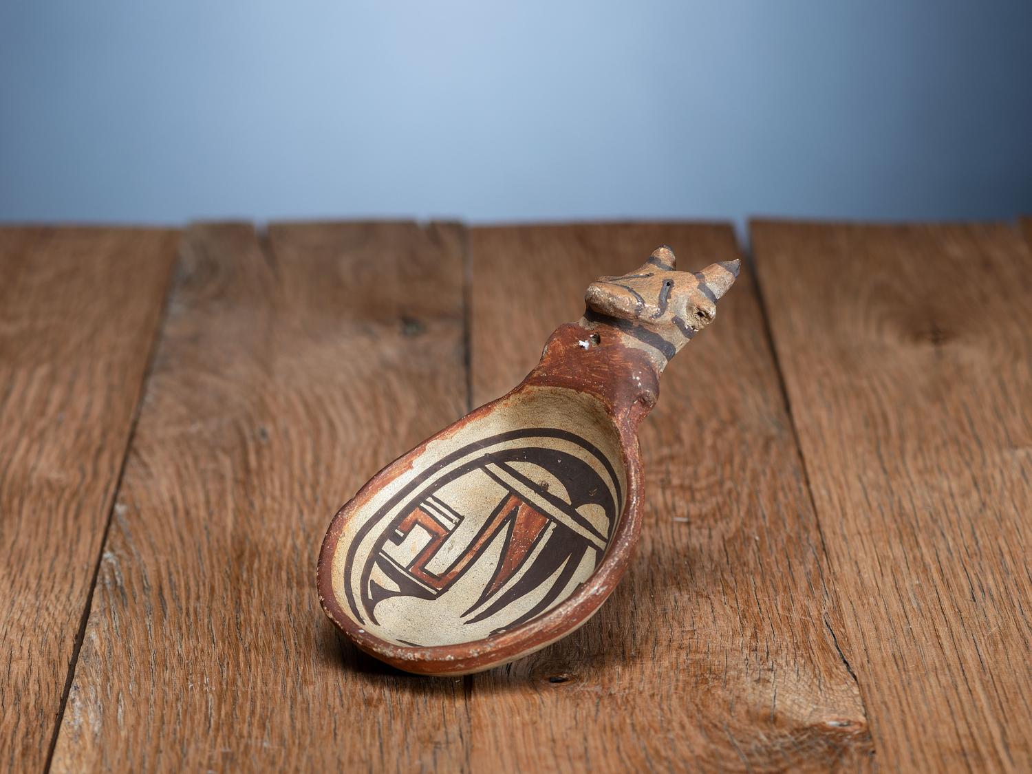 Polacca Polychrome Figural Pottery Ladle