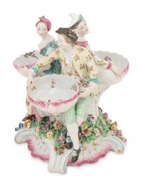 A Derby Porcelain Sweet Meat Dish Figural Group