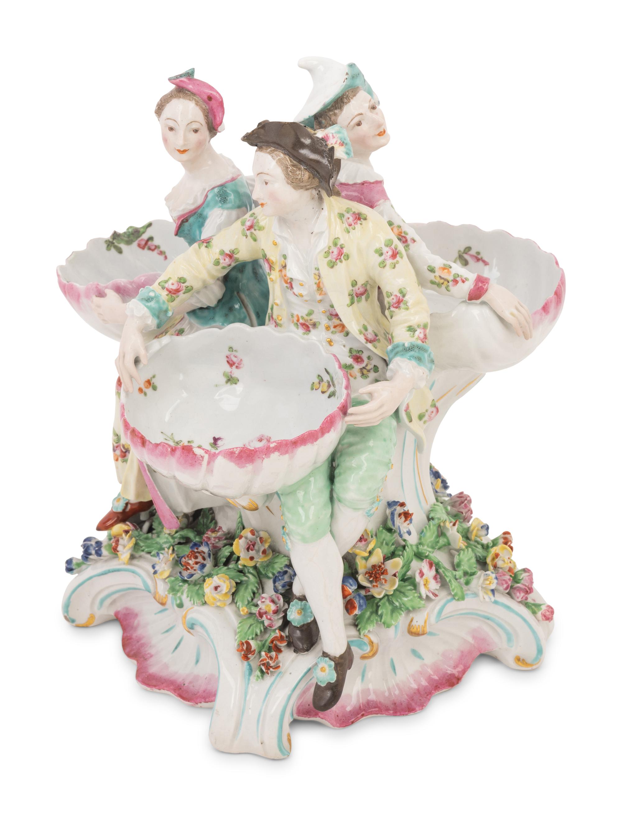 A Derby Porcelain Sweet Meat Dish Figural Group