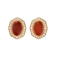 DAVID WEBB, CARNELIAN AND DIAMOND EARCLIPS