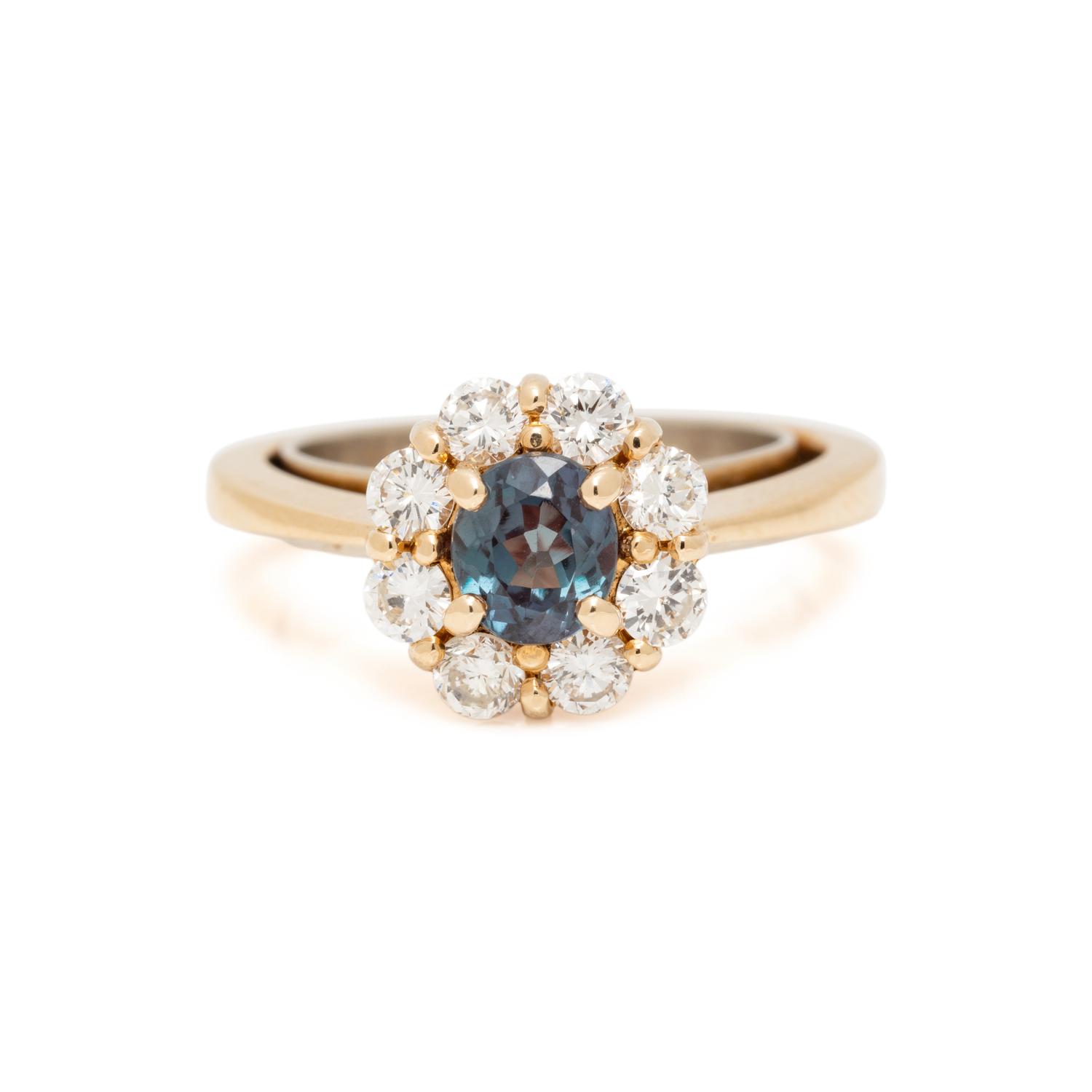 ALEXANDRITE AND DIAMOND RING