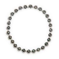 GREY CULTURED PEARL, DIAMOND, AND PLATINUM COLLAR NECKLACE