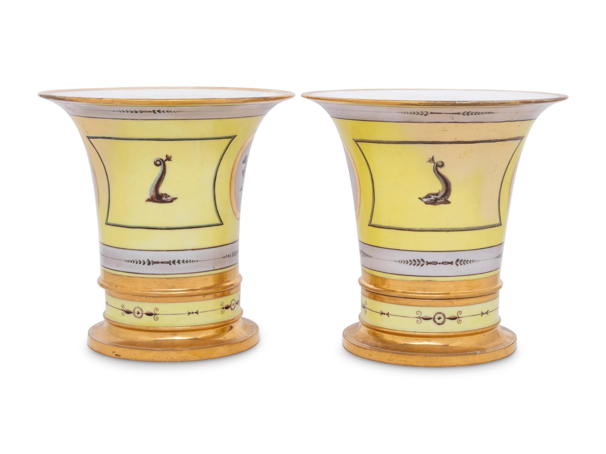 A Pair of French Porcelain Cache Pots