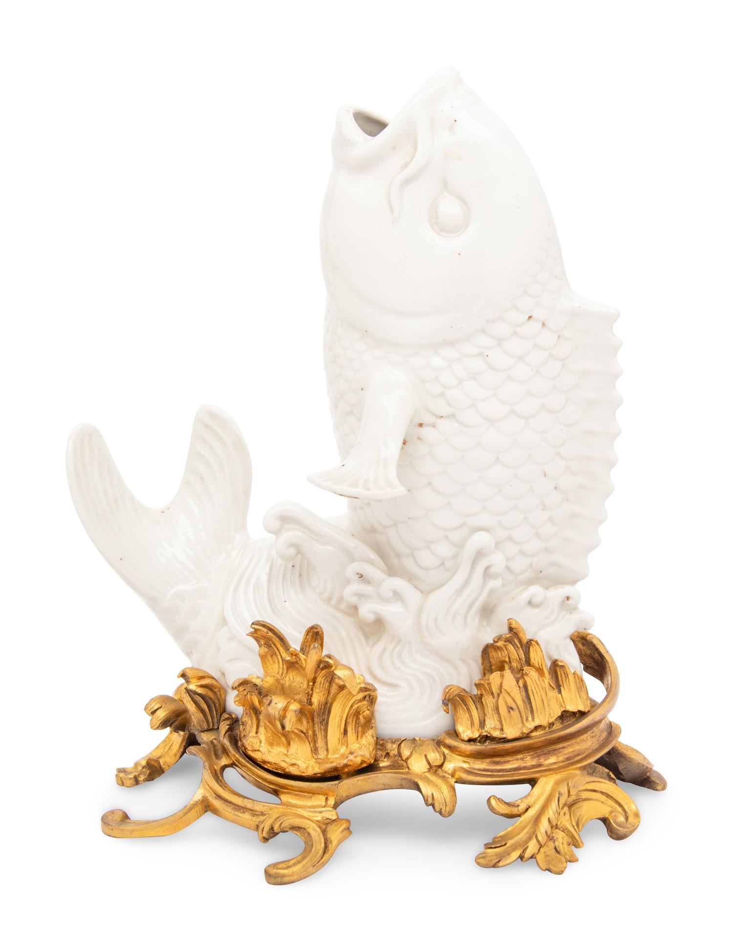 A Gilt Bronze Mounted Japanese Porcelain Model of Carp
