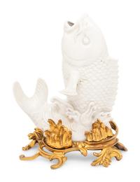A Gilt Bronze Mounted Japanese Porcelain Model of Carp