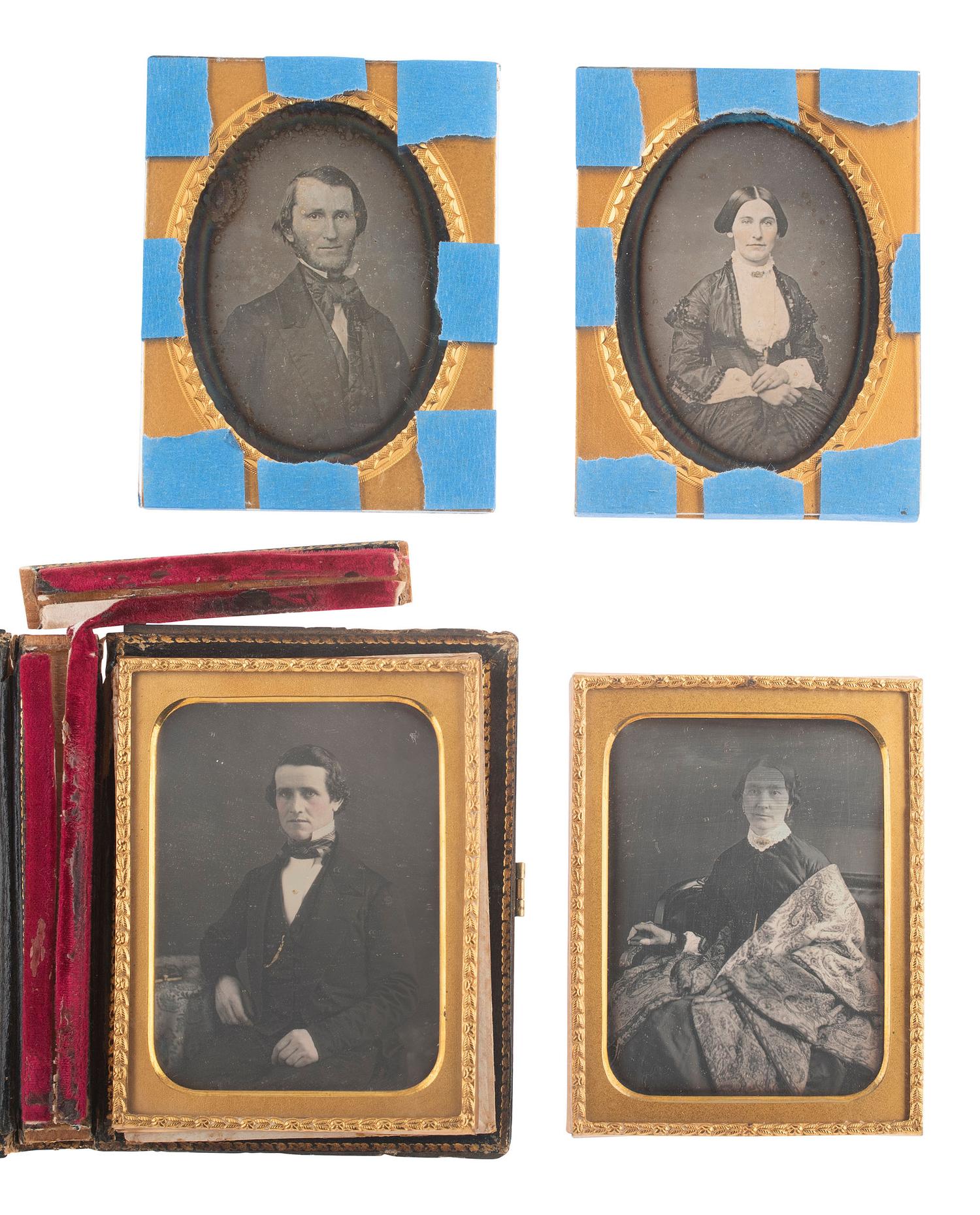 [EARLY PHOTOGRAPHY]. 18 quarter plate daguerreotypes featuring men and women.