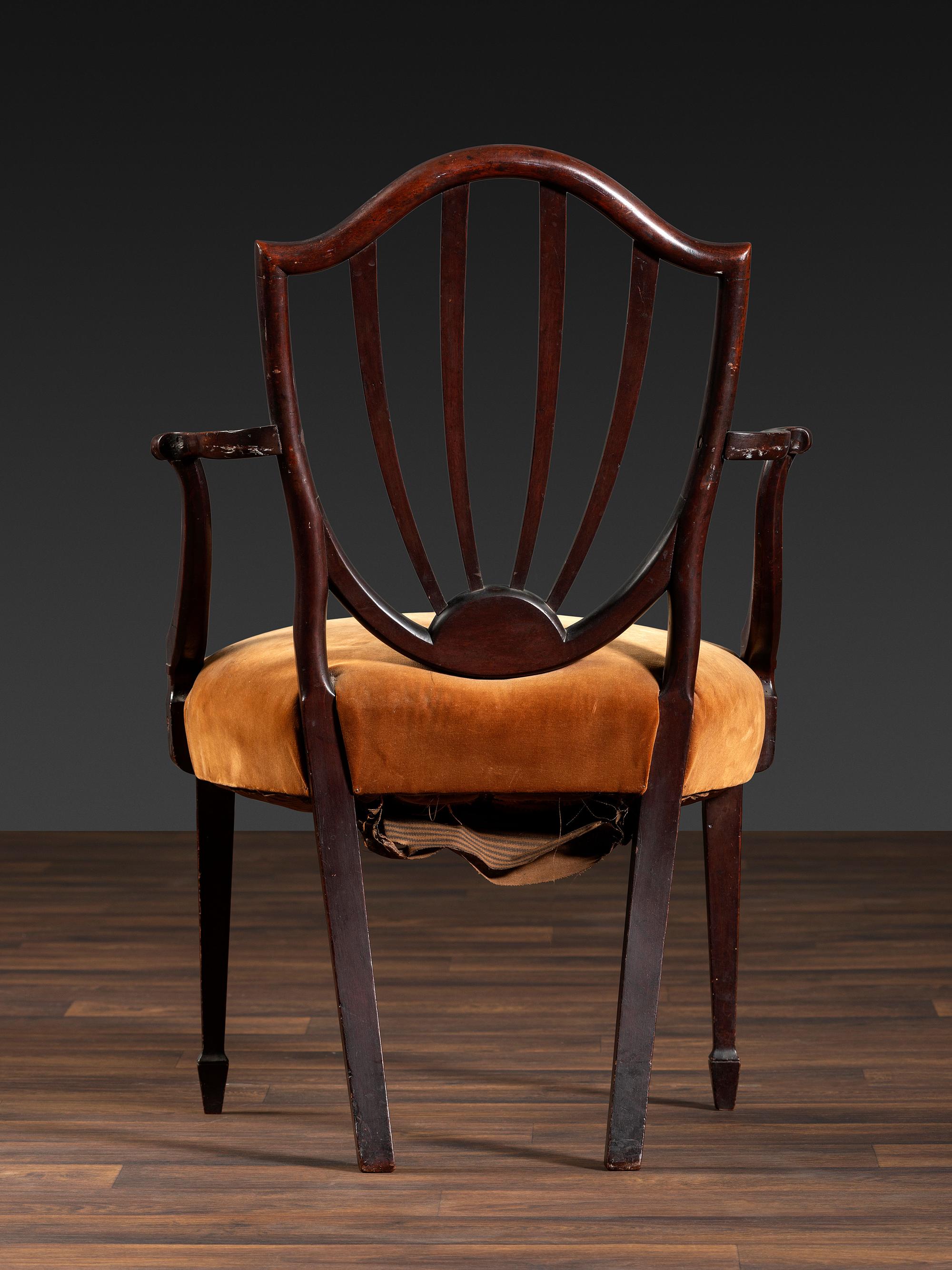 A Federal Carved Mahogany Open Armchair