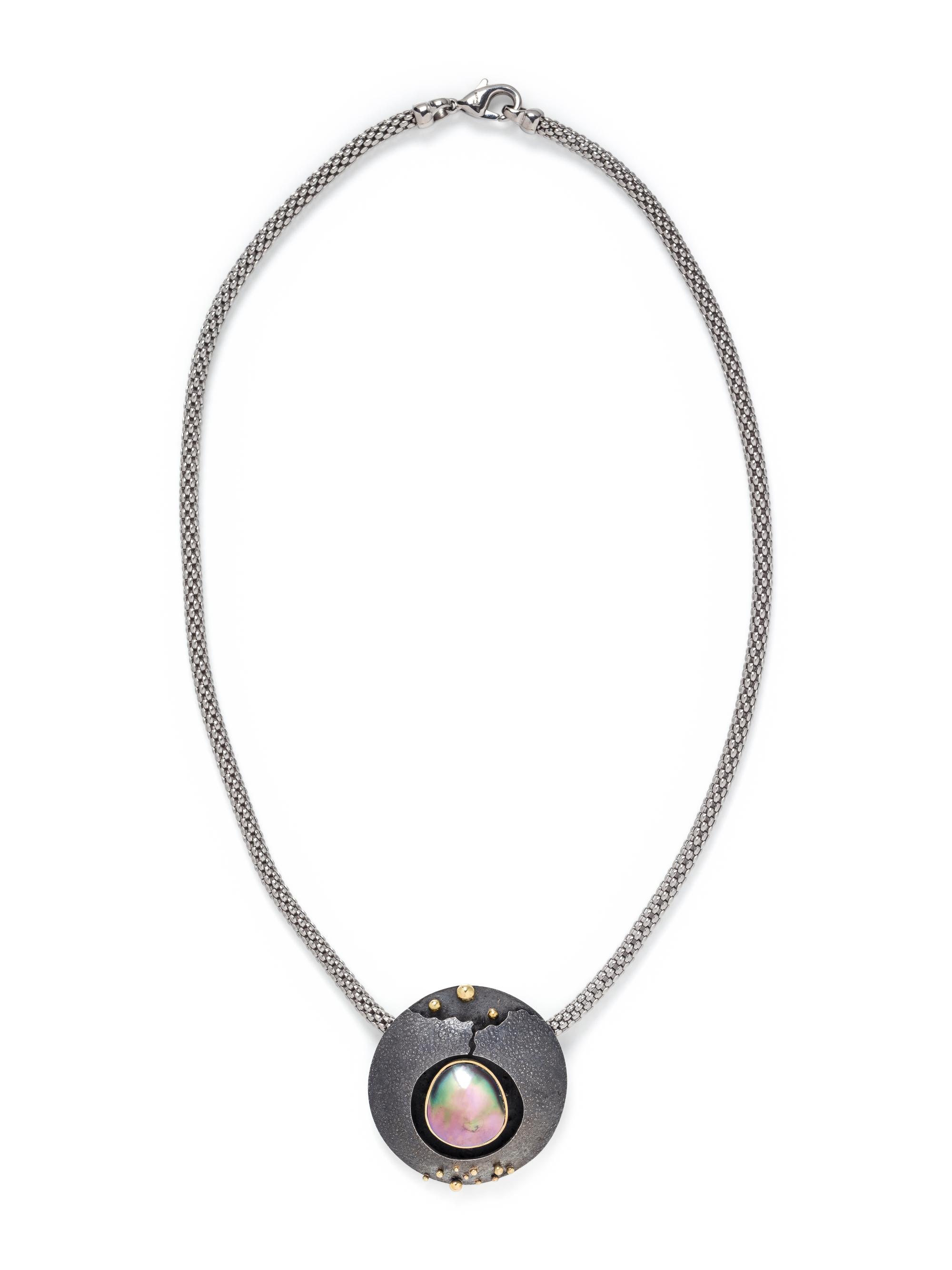 RICHARD KIMBALL, STERLING SILVER, YELLOW GOLD AND CULTURED MABE PEARL PENDANT