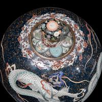 A Japanese Cloisonne Enamel Spherical Vase and Cover, Meiji Period 日本明治時代 七寶燒龍紋球形樽