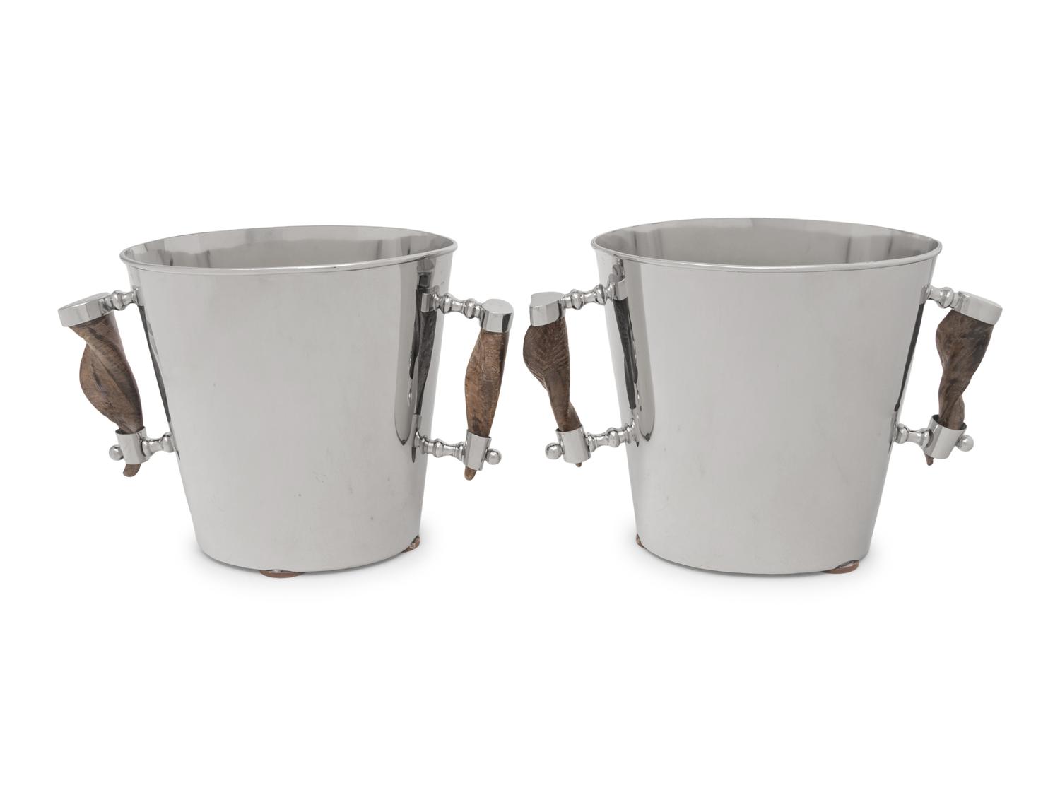 A Pair of German Chromed Metal Bottle Coolers