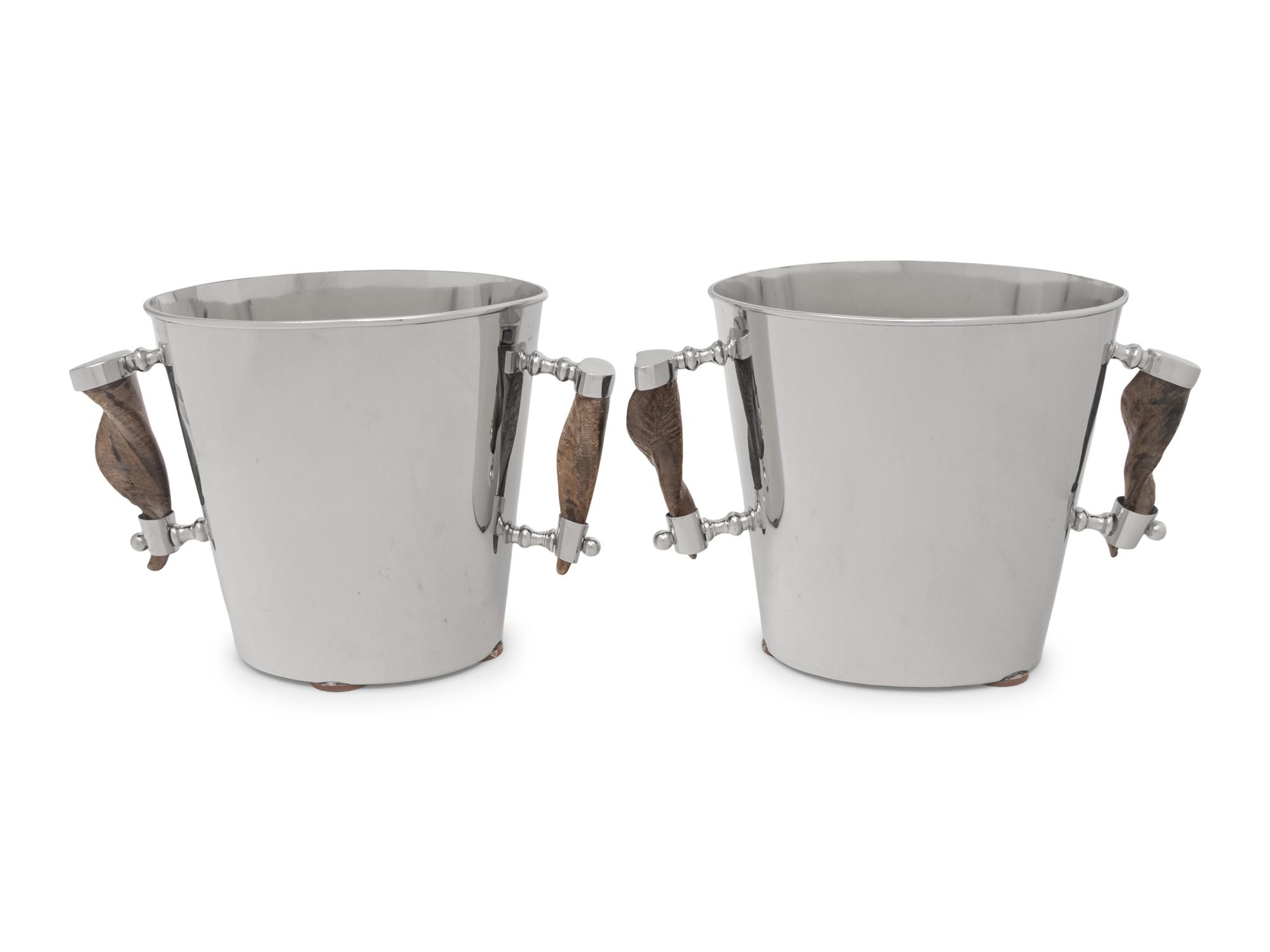 A Pair of German Chromed Metal Bottle Coolers