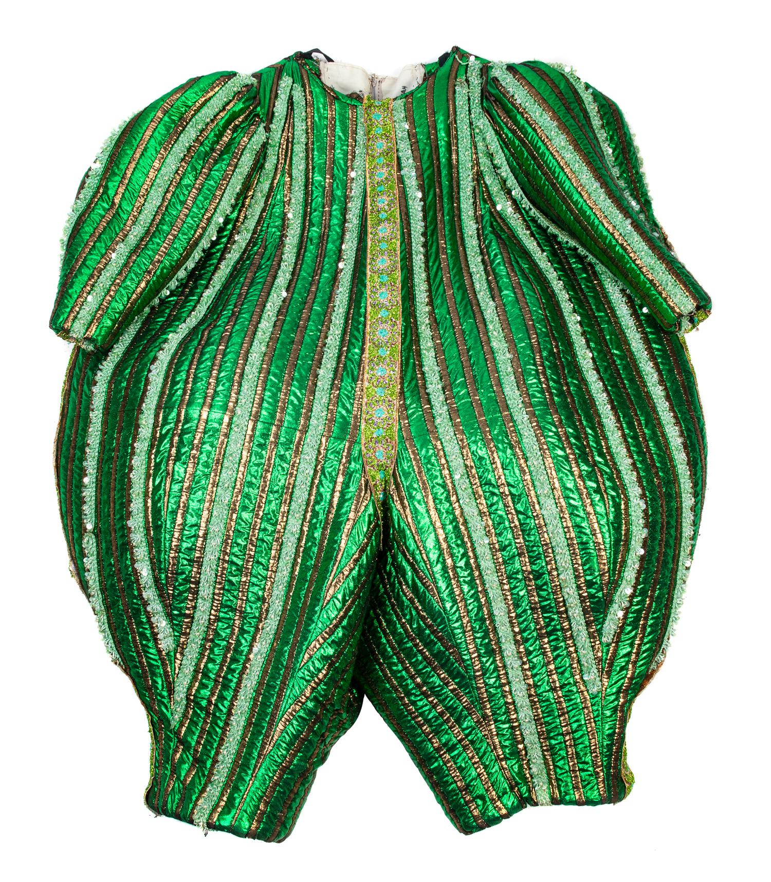 A Lyric Opera Green and Gold Clown Costume,