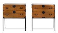 A Pair of Iron Mounted Tansu Chests on Stands Height 4 01/2 x width 35 1/ x depth 16 3/8 inches. — LIKELY 19TH CENTURY OR LATER