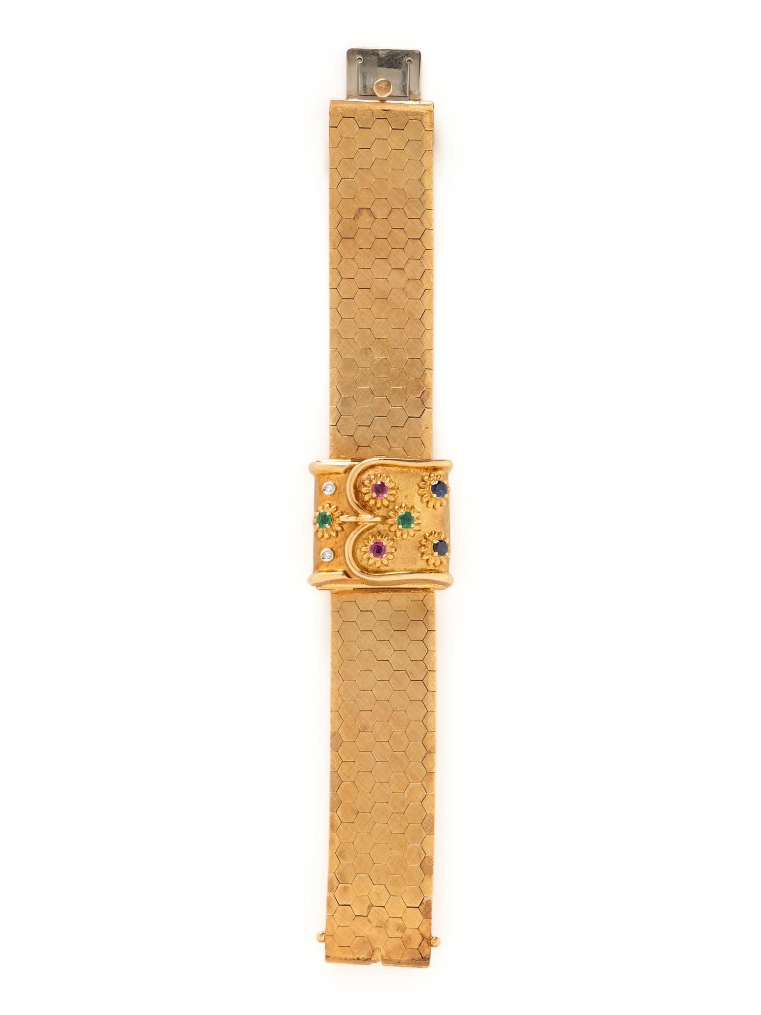 ROLEX, YELLOW GOLD AND MULITIGEM HIDDEN DIAL BRACELET WATCH