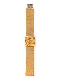 ROLEX, YELLOW GOLD AND MULITIGEM HIDDEN DIAL BRACELET WATCH