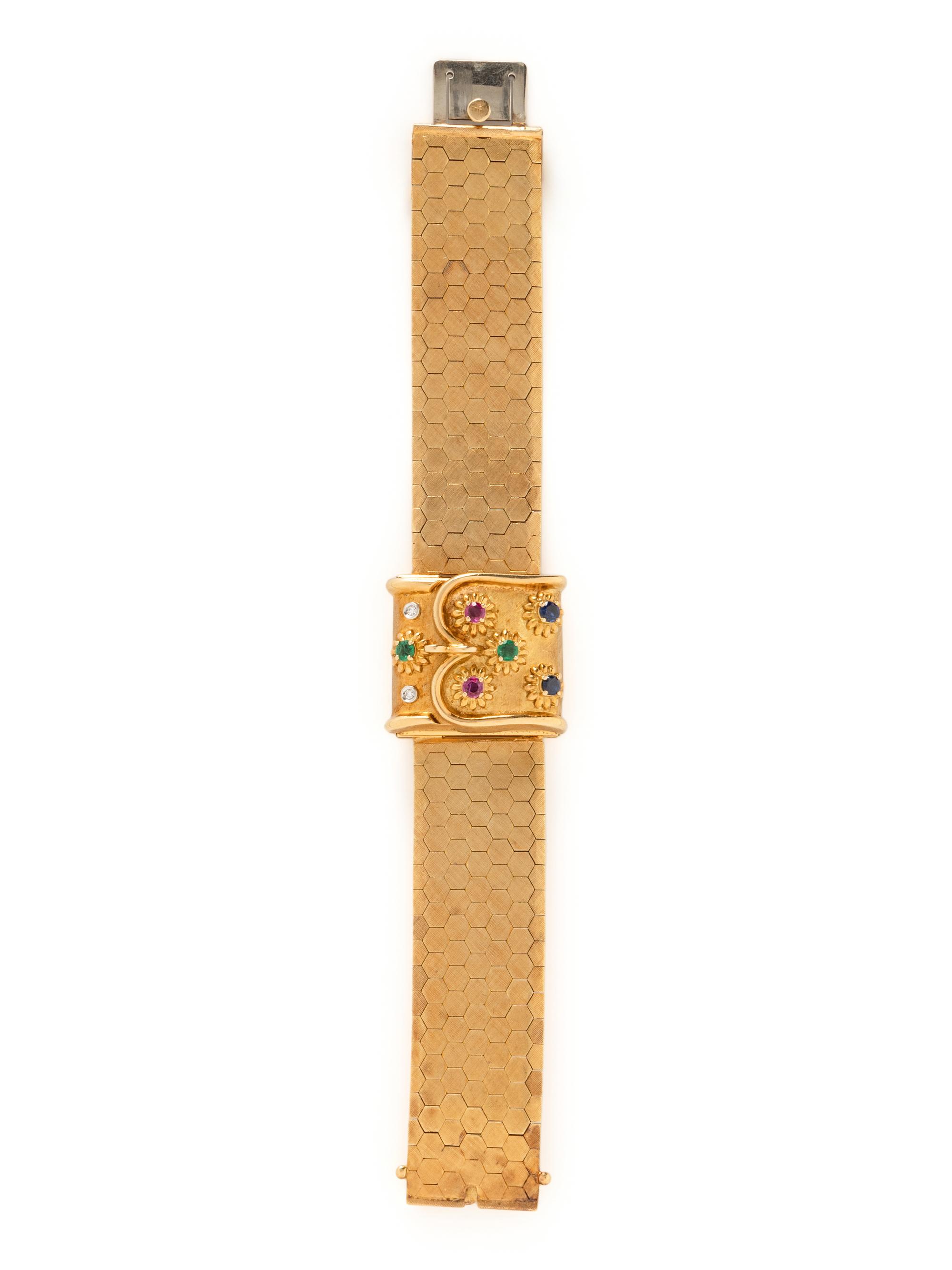 ROLEX, YELLOW GOLD AND MULITIGEM HIDDEN DIAL BRACELET WATCH