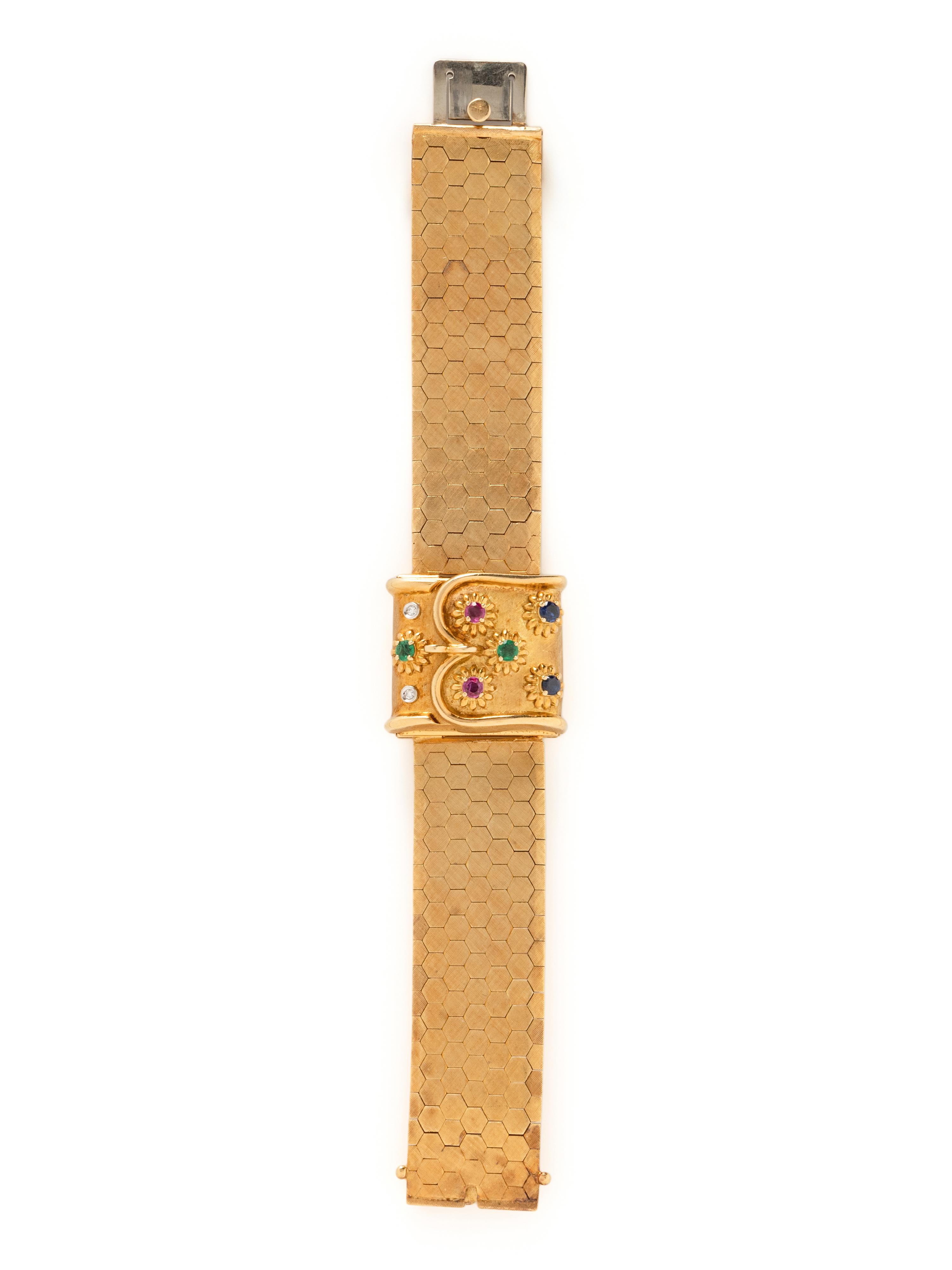 ROLEX, YELLOW GOLD AND MULITIGEM HIDDEN DIAL BRACELET WATCH