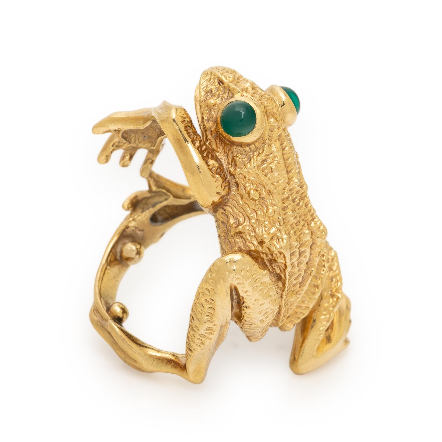 Kurt Wayne, Yellow Gold and Chrysoprase Frog Ring