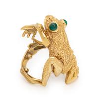 Kurt Wayne, Yellow Gold and Chrysoprase Frog Ring