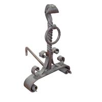 A Pair of Wrought Iron Andirons 12.5" W x 17.5" D x 18" H — Argentina, 19th Century