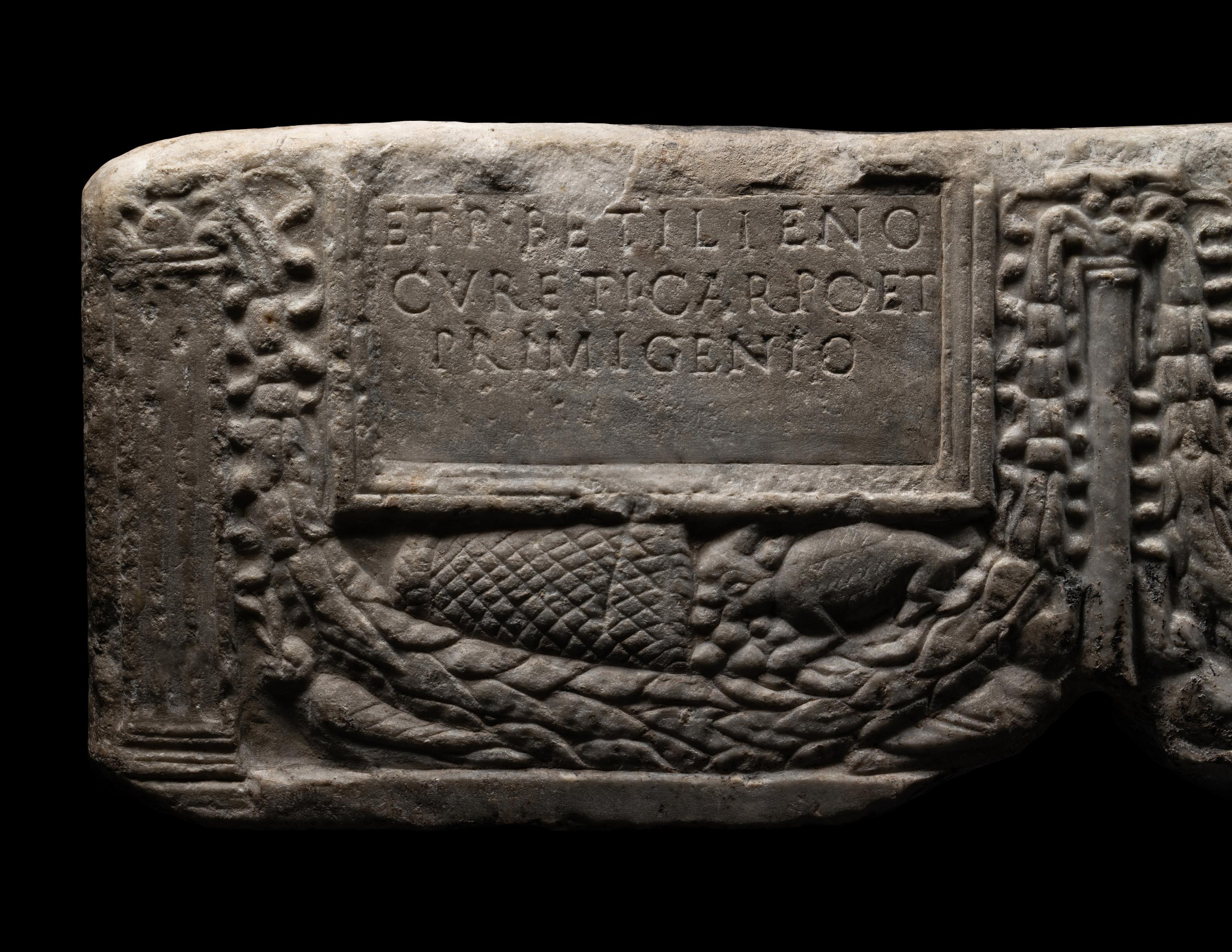 A Roman Marble Double Cinerary Urn of Flavia Zoe and her Family