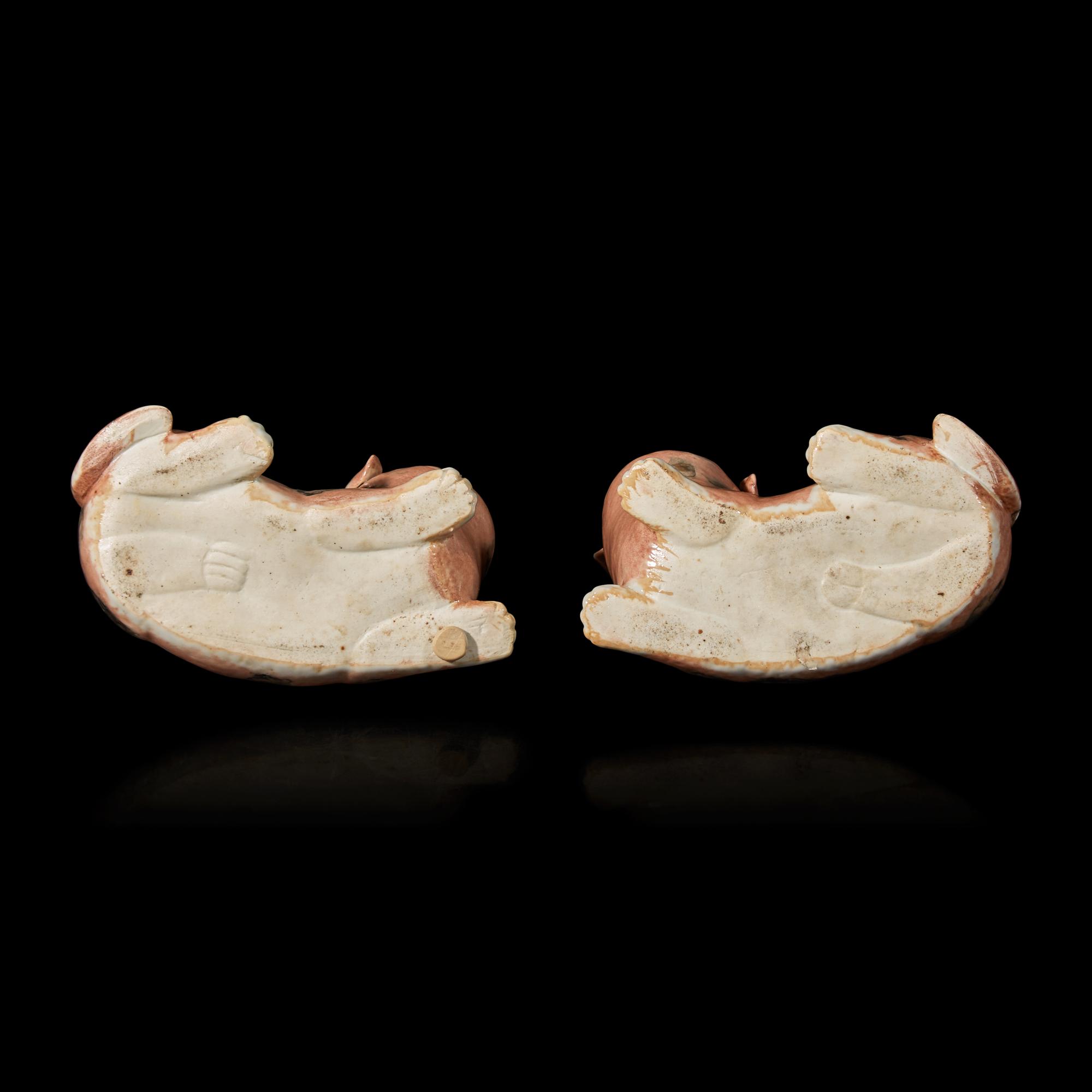 A Pair of Chinese Export Lion-Form Candlesticks and A Wall Vase 粉彩壁瓶一件及獅形燭臺一對