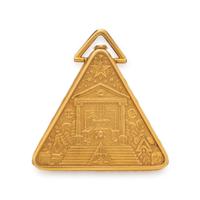 YELLOW GOLD MASONIC OPEN FACE POCKET WATCH AND FOB