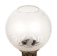A Pair of French Opaline Glass Fluid Lamps with Etched Glass Shades Converted to Electricity