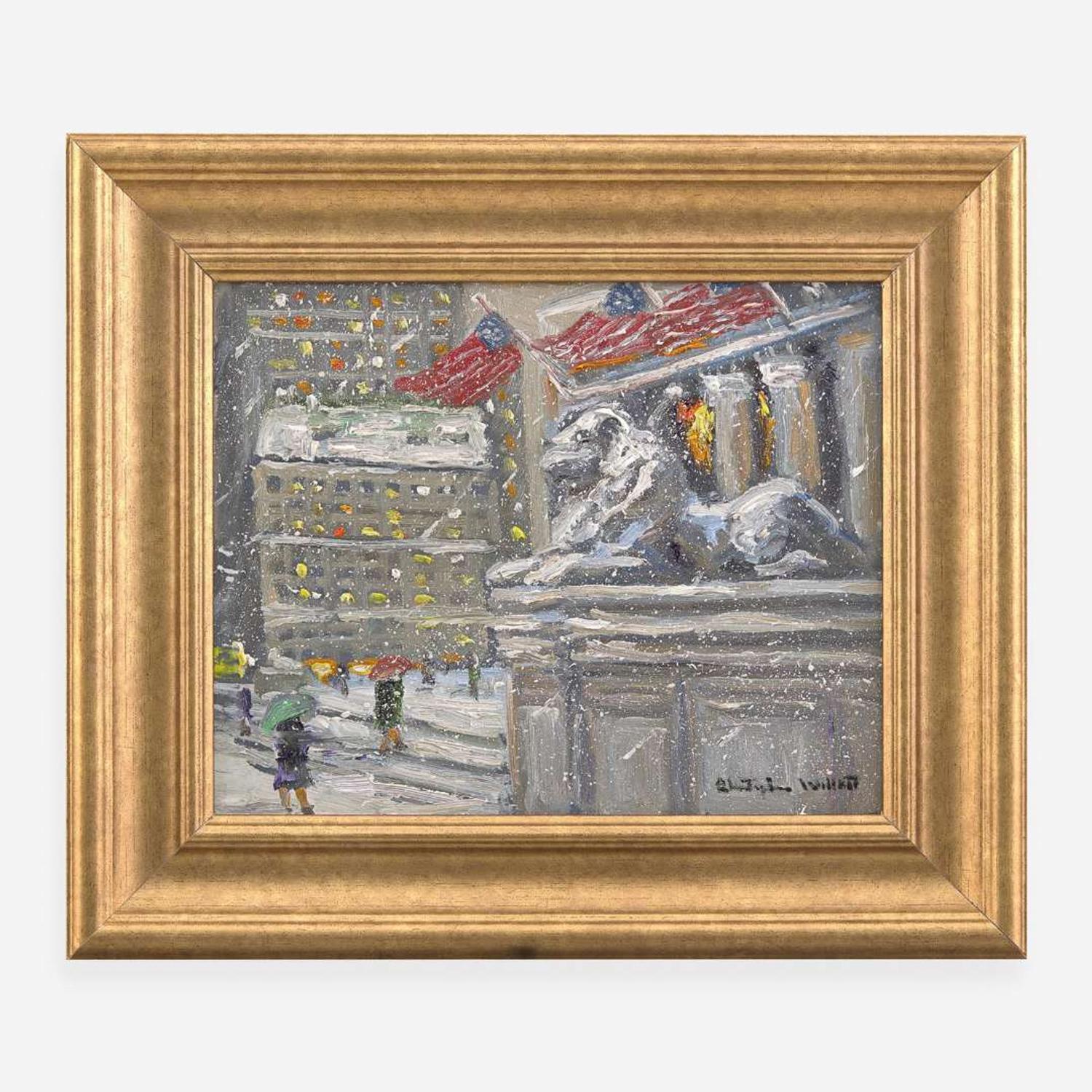 Christopher Willett (American, B. 1959) December - N.Y. Lybrary [sic]