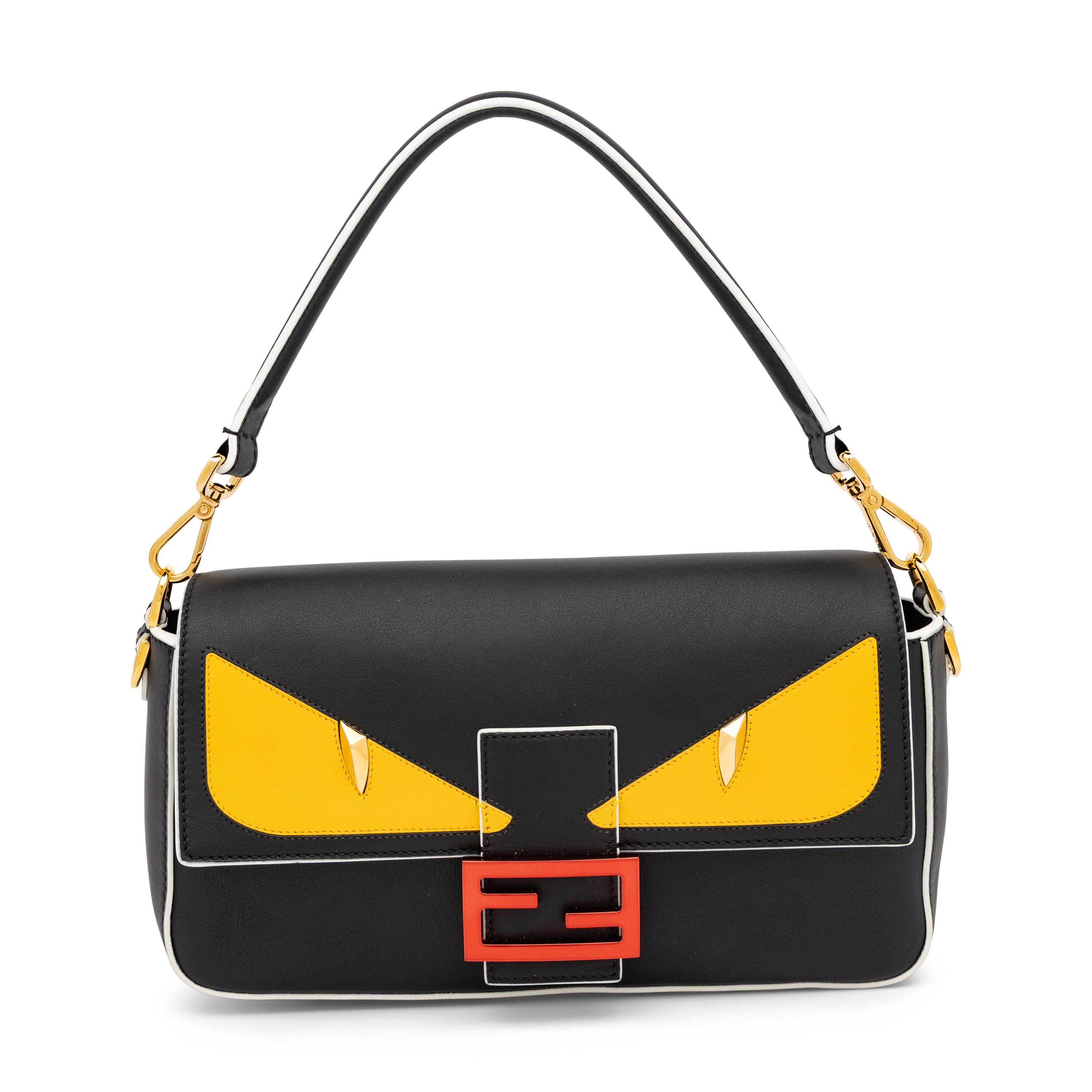 Fendi, Leather Monster Baguette & Fur Charm