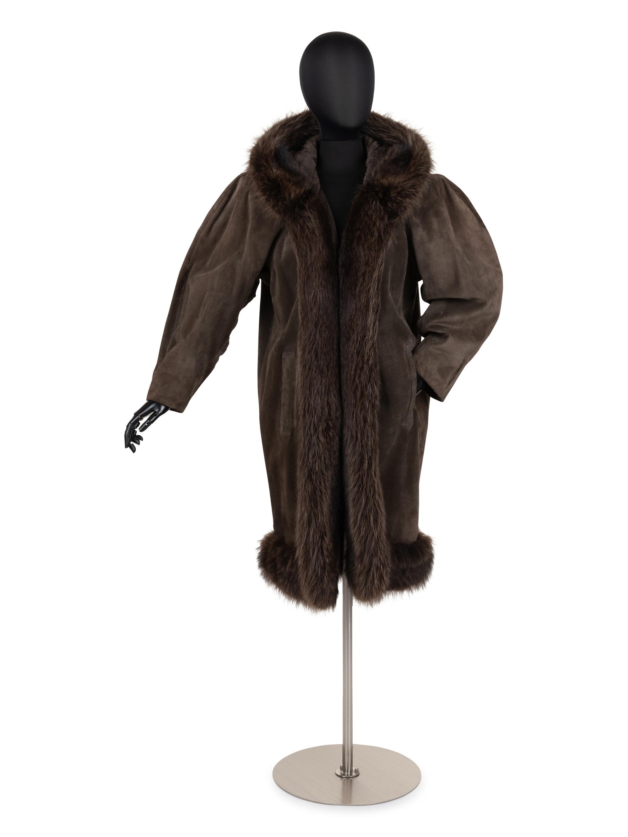 Yves Saint Laurent Haute Couture Suede Jacket with Racoon Trim, Fall 1983
