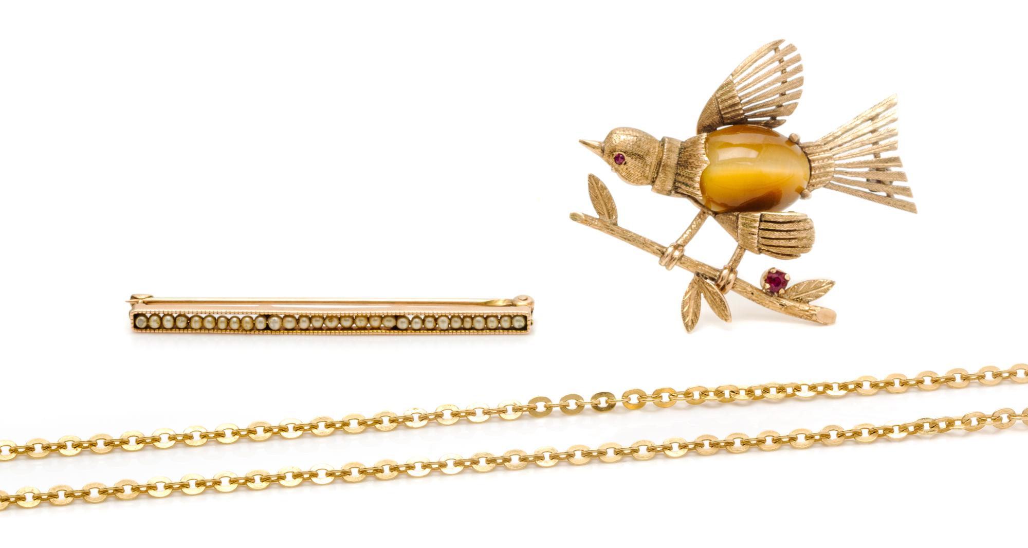 A Collection of Yellow Gold Jewelry, 13.90 dwts.