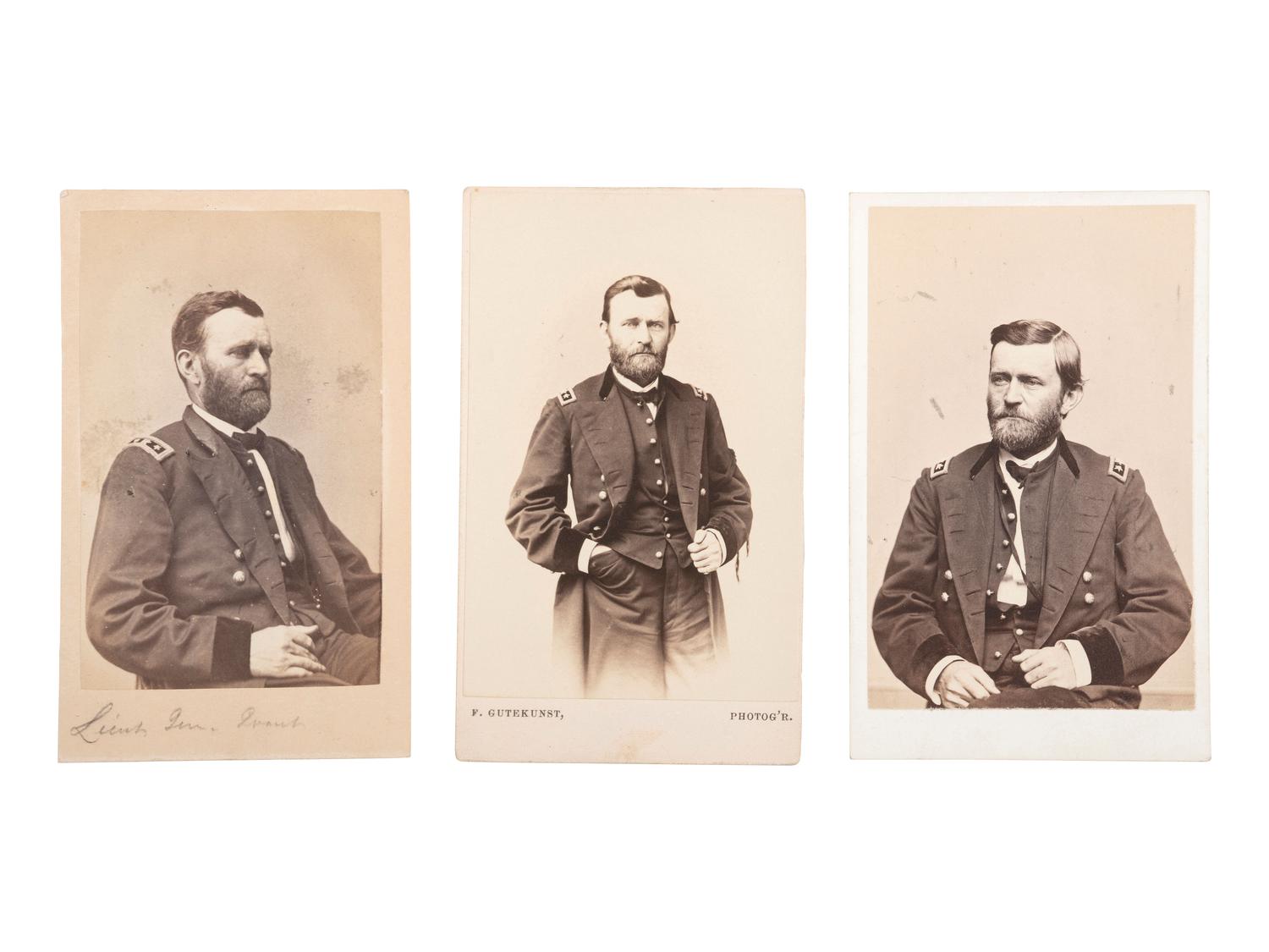 [CIVIL WAR]. A group of 3 CDVs of Ulysses S. Grant as Lieutenant General, including: