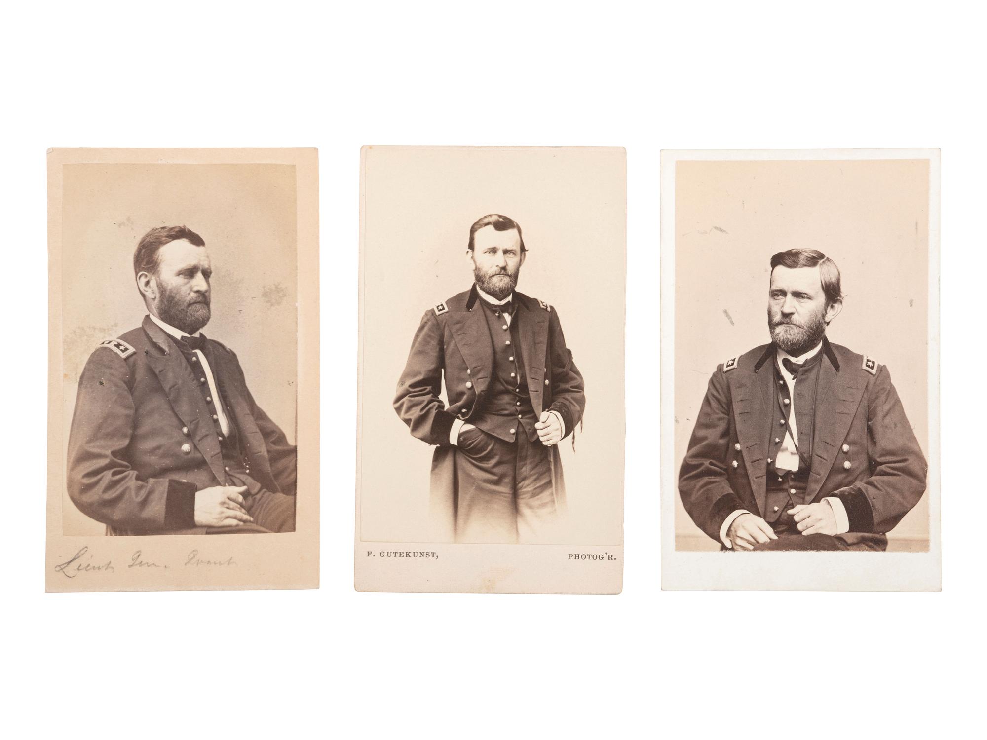 [CIVIL WAR]. A group of 3 CDVs of Ulysses S. Grant as Lieutenant General, including:
