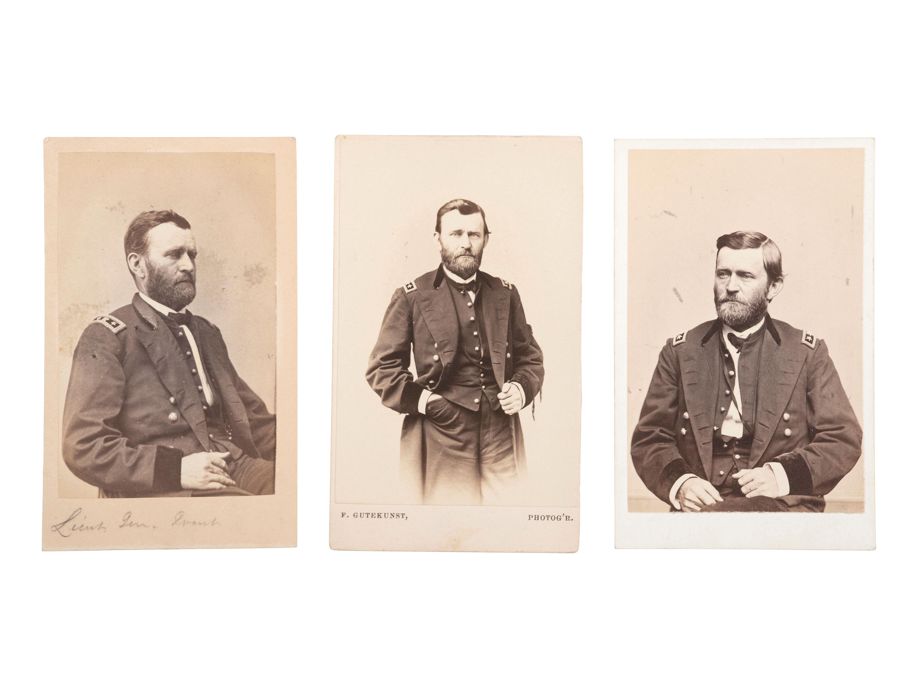 [CIVIL WAR]. A group of 3 CDVs of Ulysses S. Grant as Lieutenant General, including: