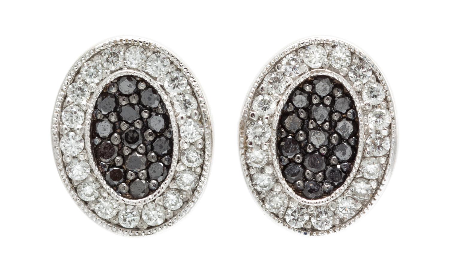 A Pair of 18 Karat White Gold, Diamond and Black Diamond "Celtic Noir" Earrings, Charriol, 2.70 dwts.