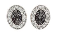 A Pair of 18 Karat White Gold, Diamond and Black Diamond "Celtic Noir" Earrings, Charriol, 2.70 dwts.