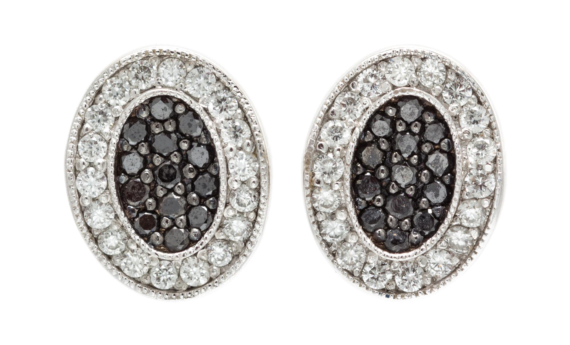 A Pair of 18 Karat White Gold, Diamond and Black Diamond "Celtic Noir" Earrings, Charriol, 2.70 dwts.