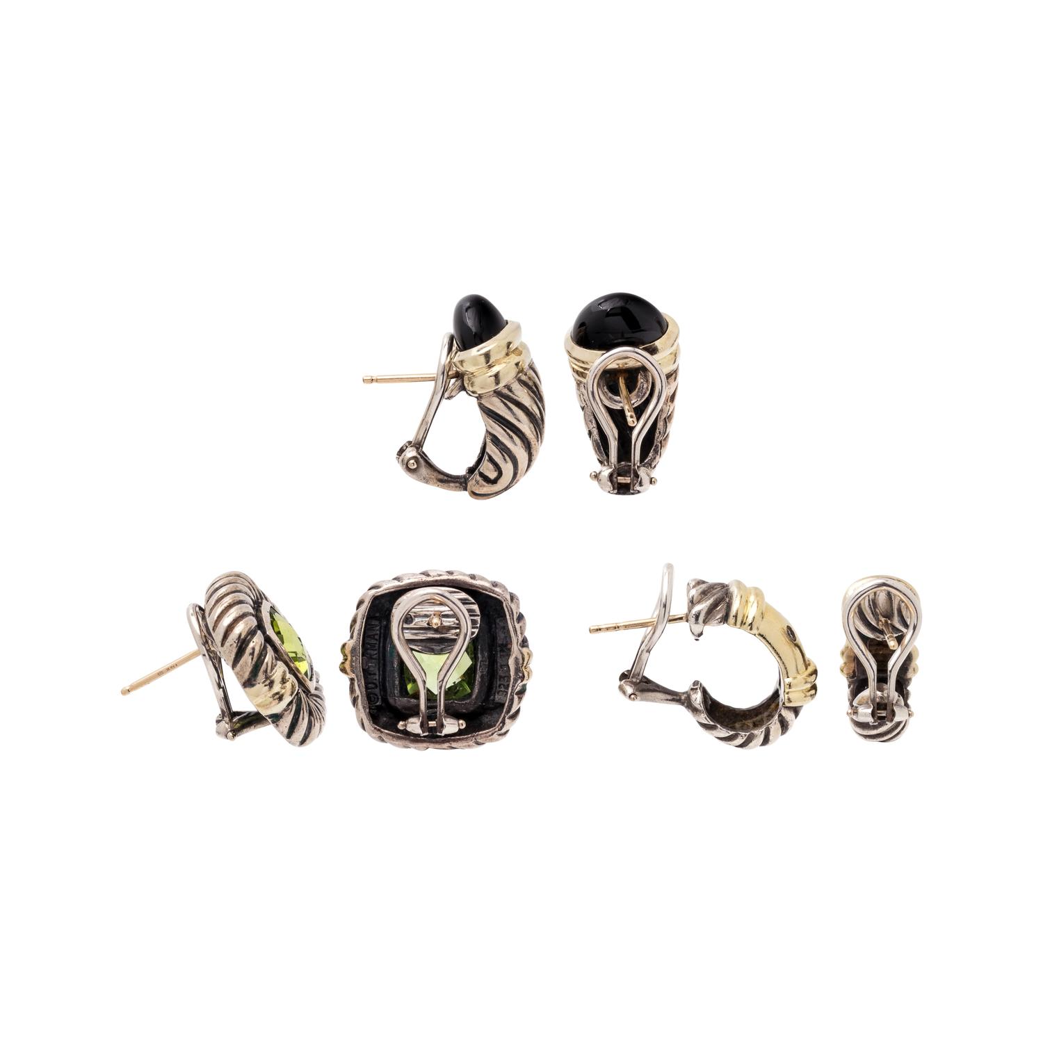 DAVID YURMAN, COLLECTION OF STERLING SILVER AND YELLOW GOLD EARCLIPS