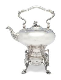 An American Coin Silver Teapot on Stand