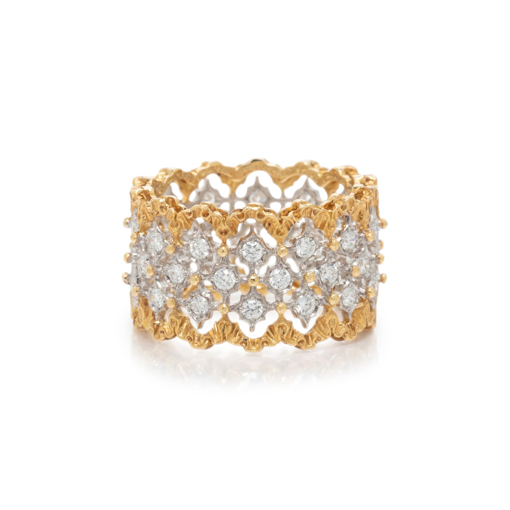 BUCCELLATI, BICOLOR GOLD AND DIAMOND 'ROMBI ETERNELLE' RING