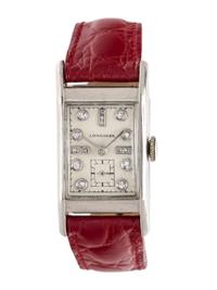 LONGINES, PALLADIUM AND DIAMOND WRISTWATCH