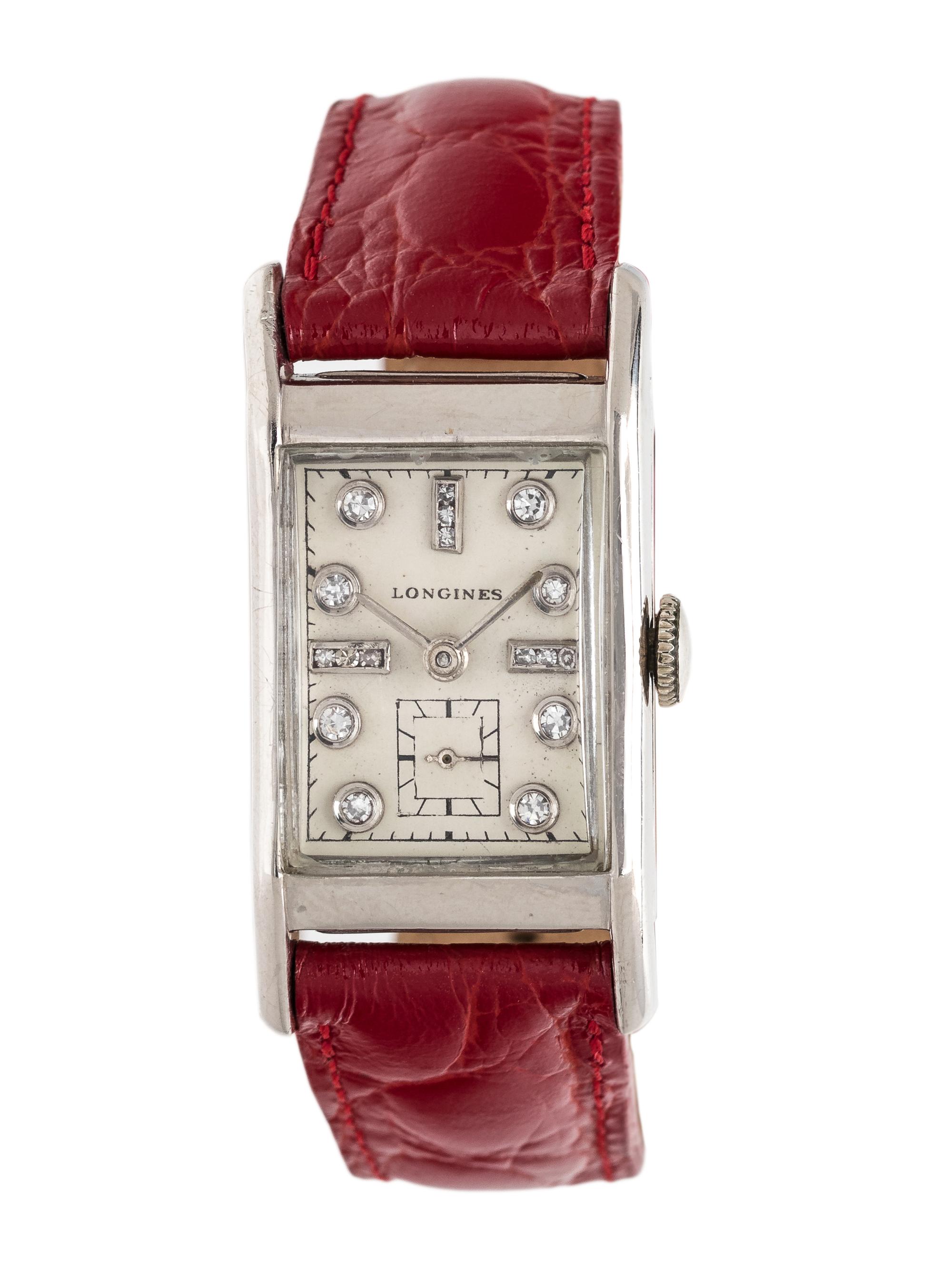 LONGINES, PALLADIUM AND DIAMOND WRISTWATCH