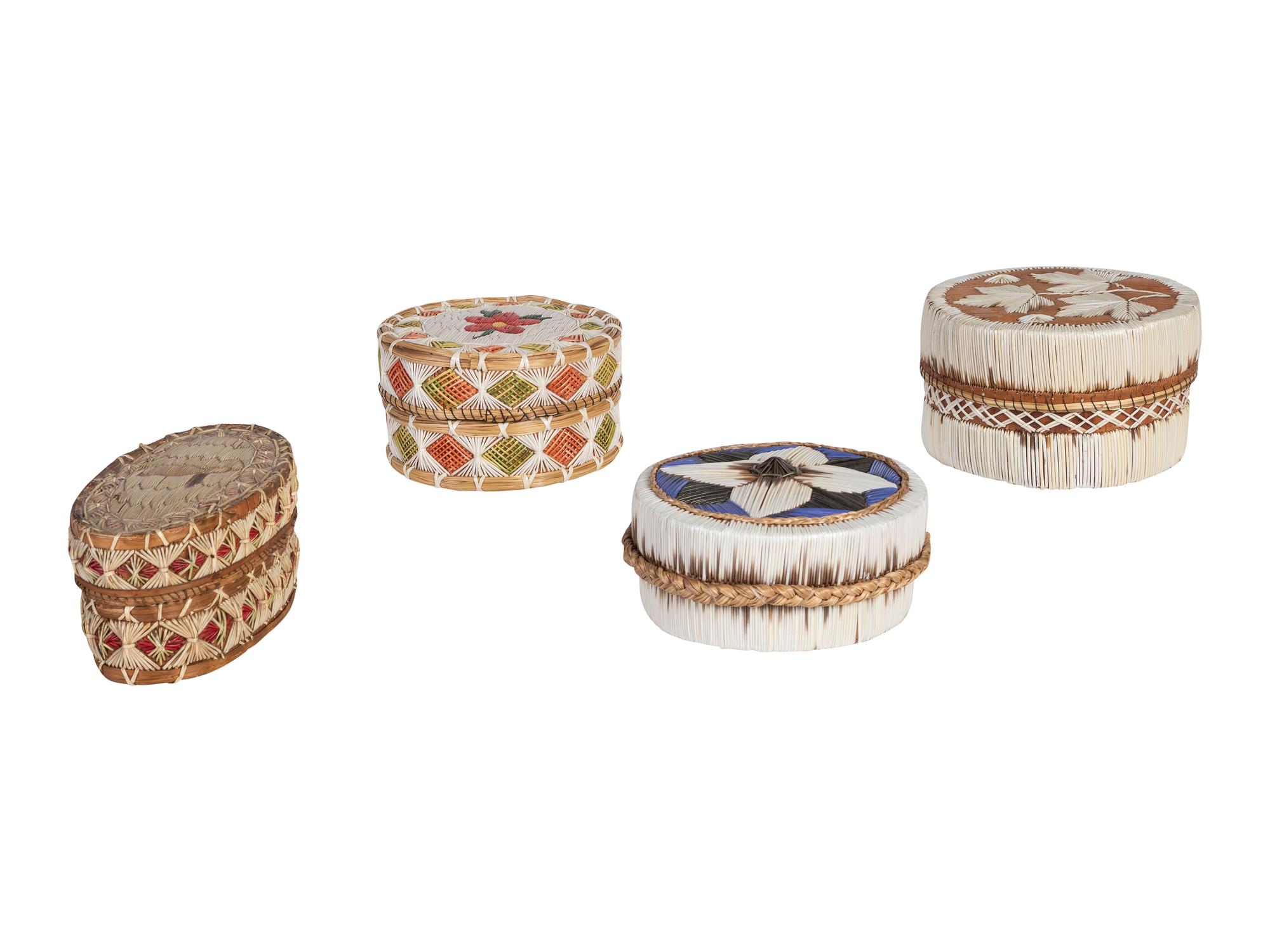 Northeastern or Great Lakes Quilled Birchbark Boxes
