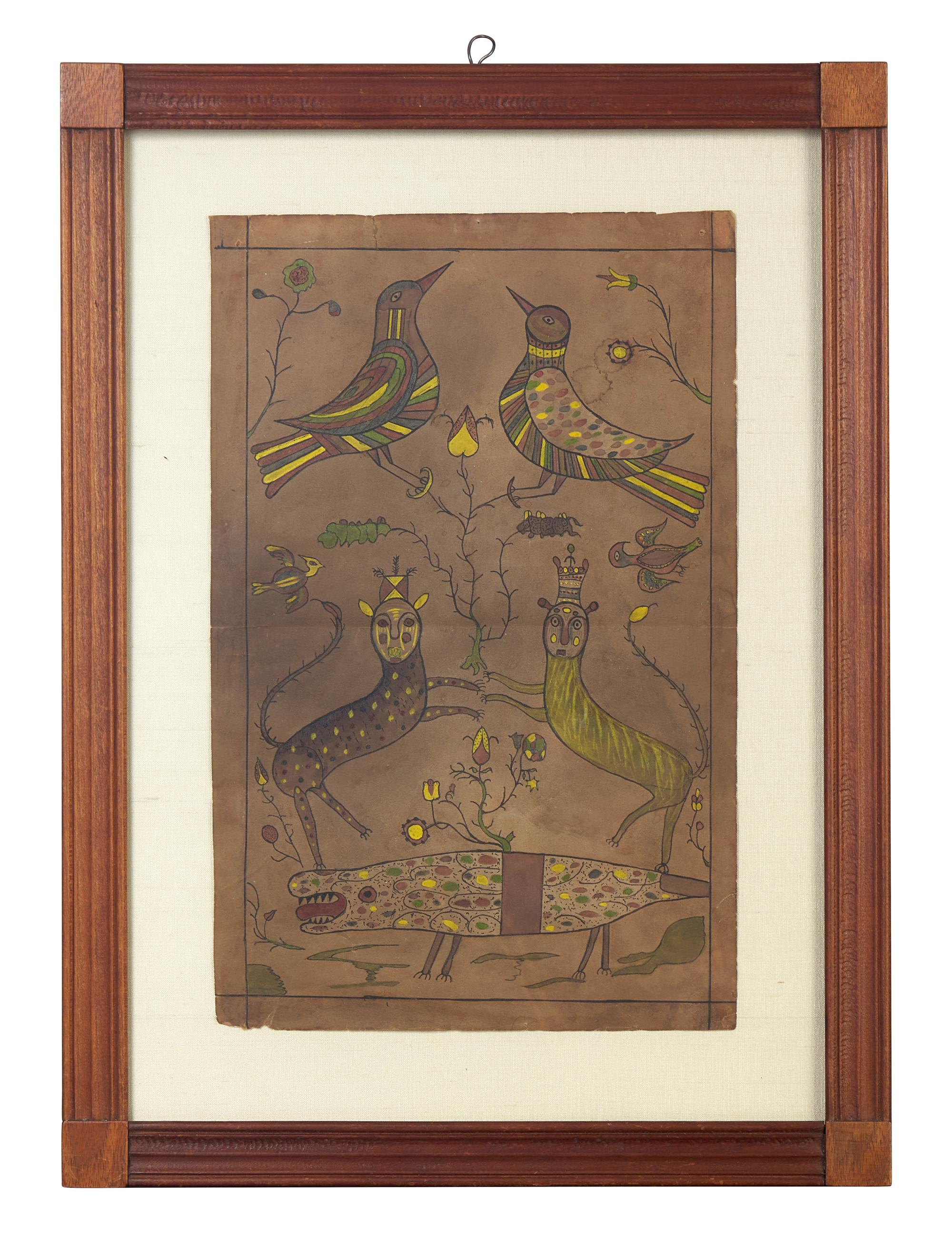 A Group of Three Fraktur Drawings