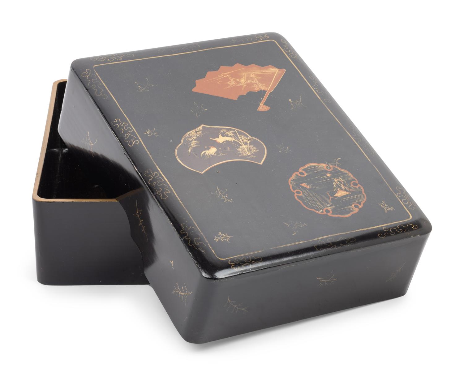 Three Japanese Gilt Decorated Black Lacquered Wares